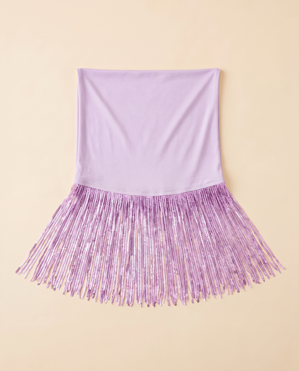 Tuqa sequin-fringe instant hijab in Lilac Sequin, flat