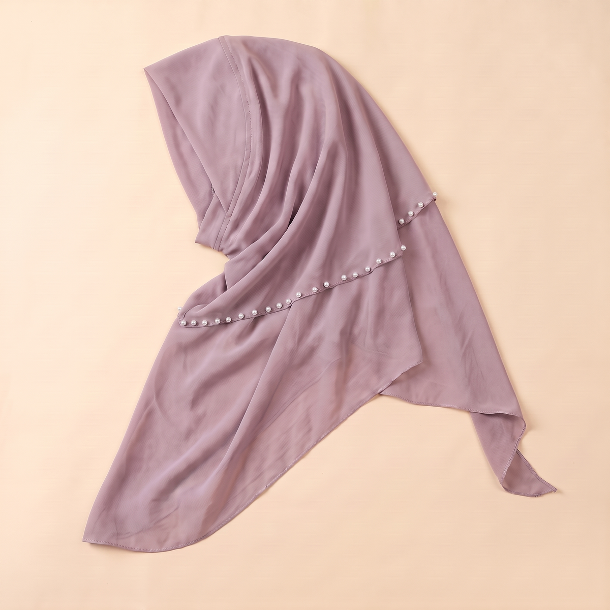 Nawar Pearl-Trimmed Instant Hijab – Mauve