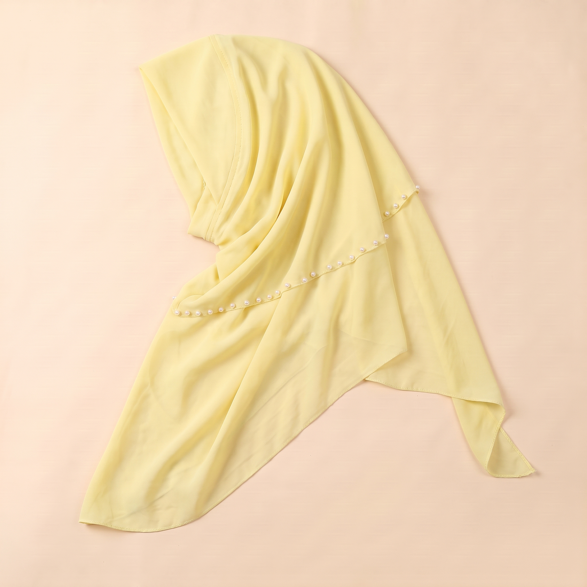 Nawar Pearl-Trimmed Instant Hijab – Lemon