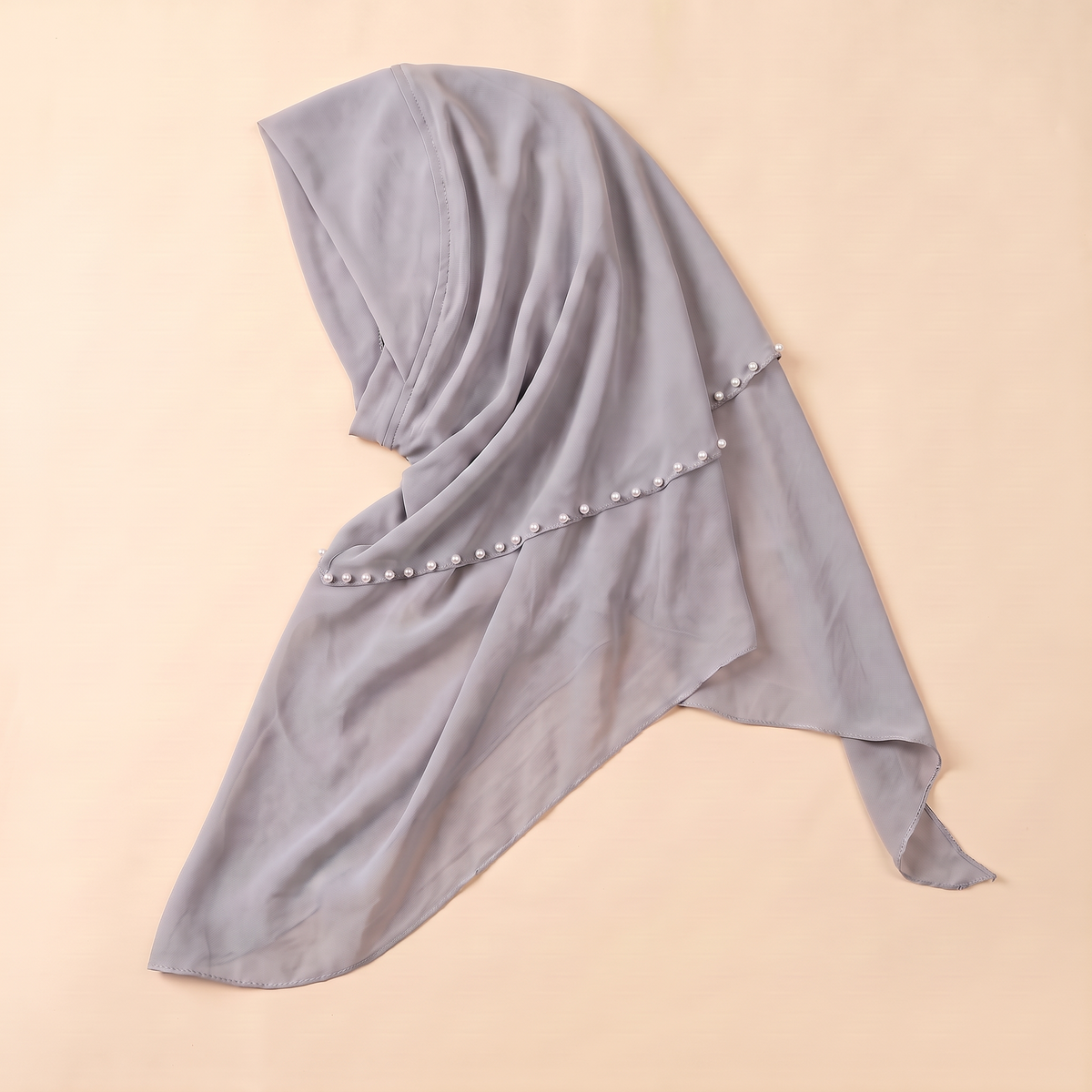 Nawar Pearl-Trimmed Instant Hijab – Silver