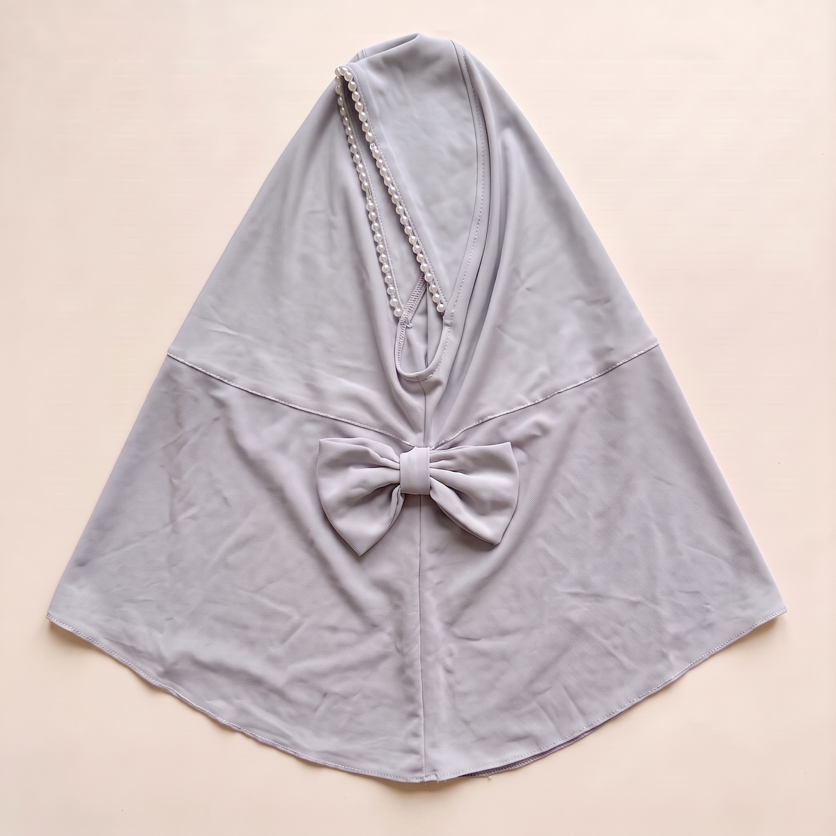 Fatin Bow-Detail Instant Hijab – Silver Grey