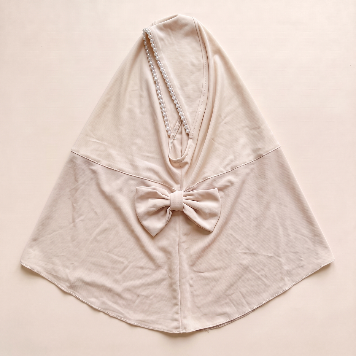 Fatin Bow-Detail Instant Hijab – Cream