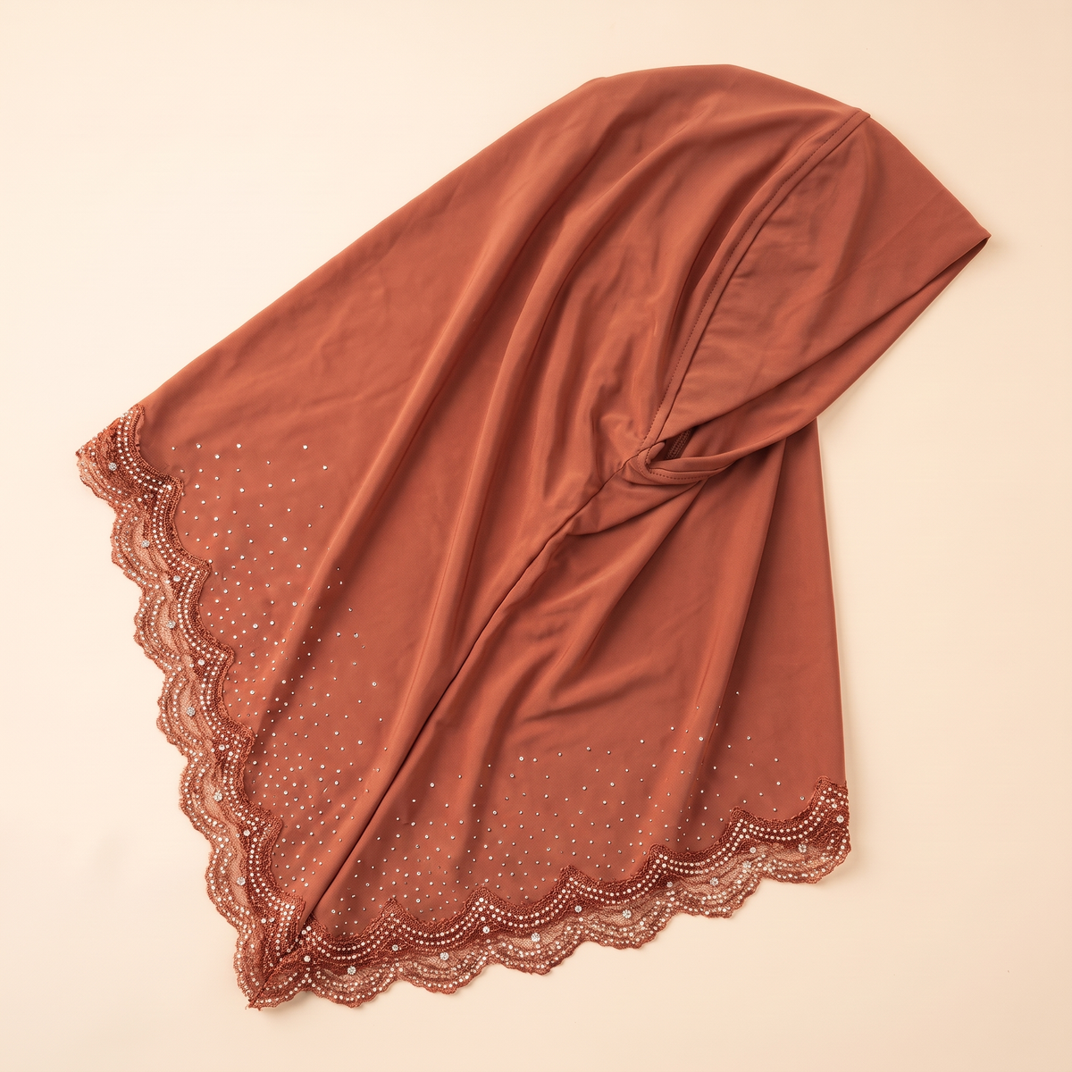 Qamar Embellished Instant Hijab for Eid – Terracotta