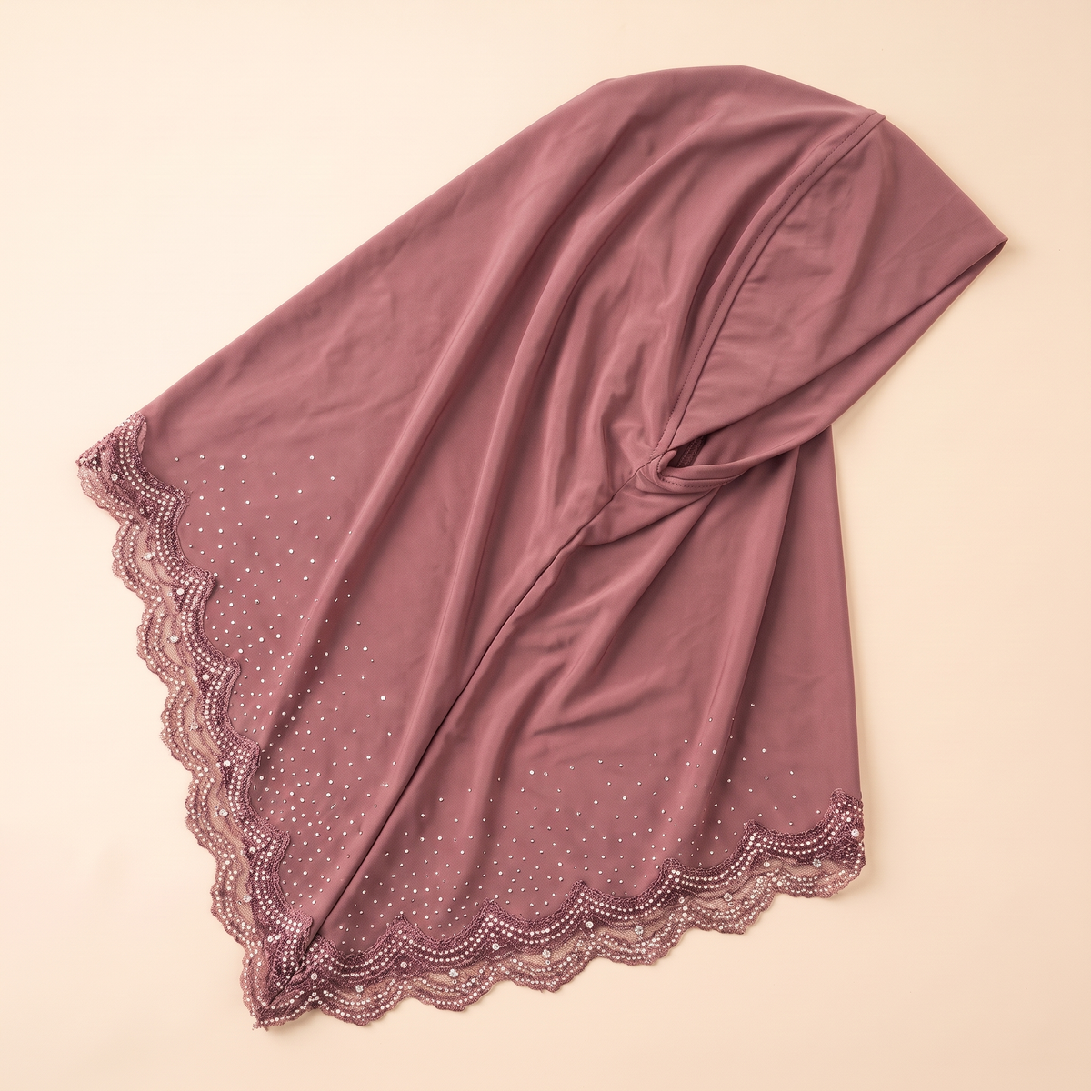 Qamar Embellished Instant Hijab for Eid – Dusty Rose