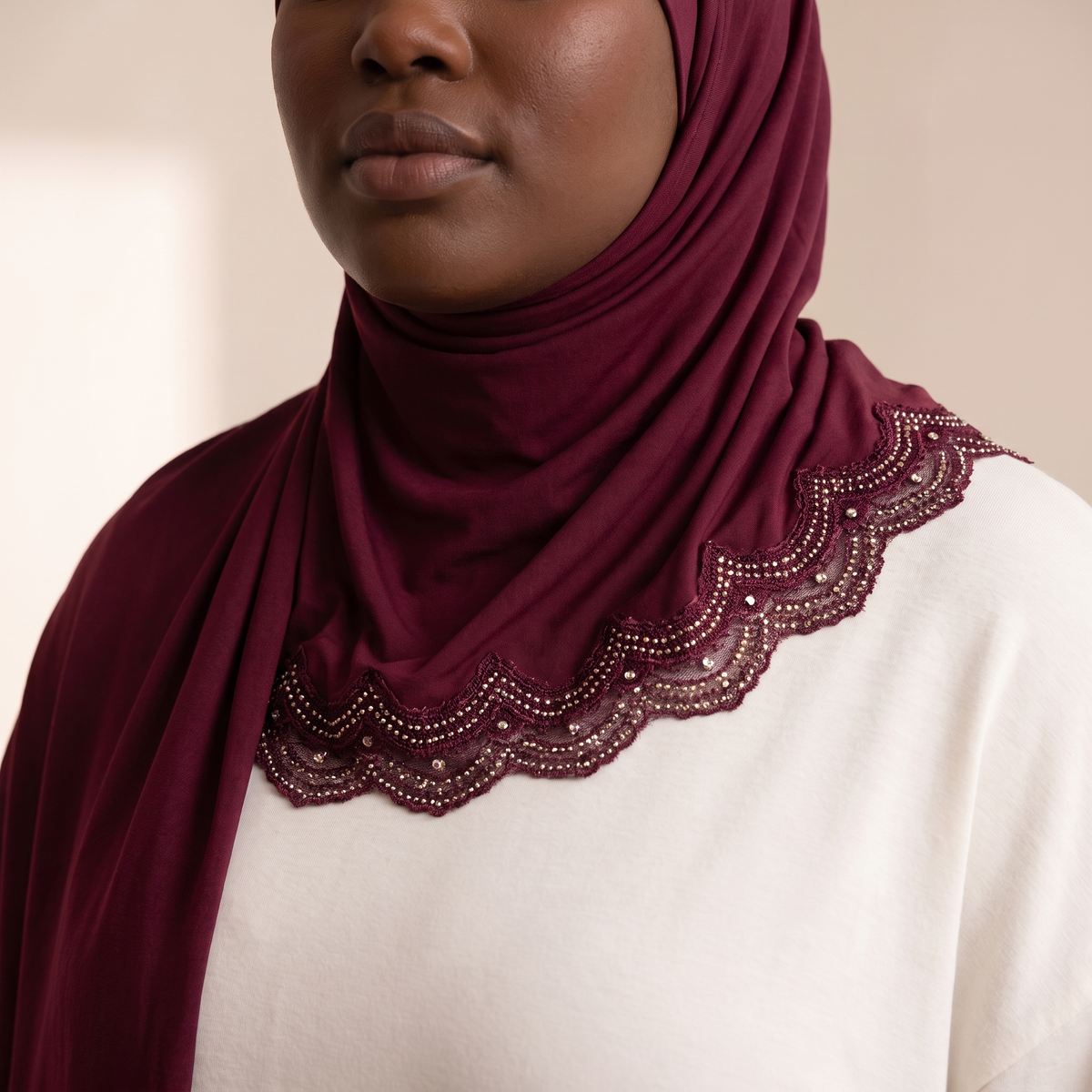 Qamar Embellished Instant Hijab for Eid – on model