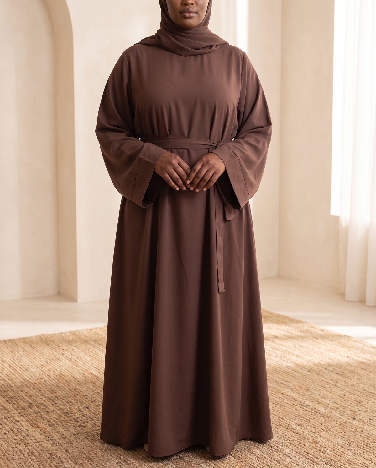 Tie-belt everyday abaya worn