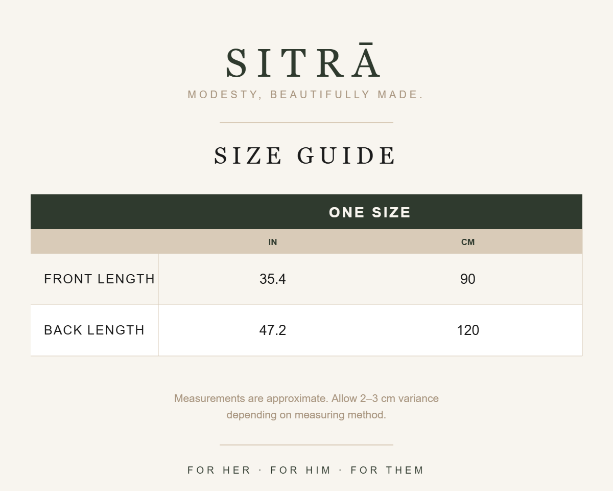 Sakina khimar — size guide