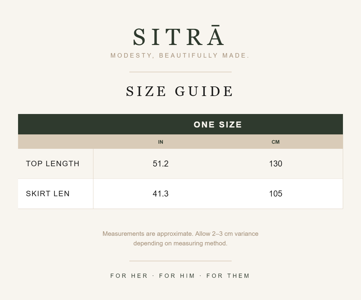 SITRĀ size guide