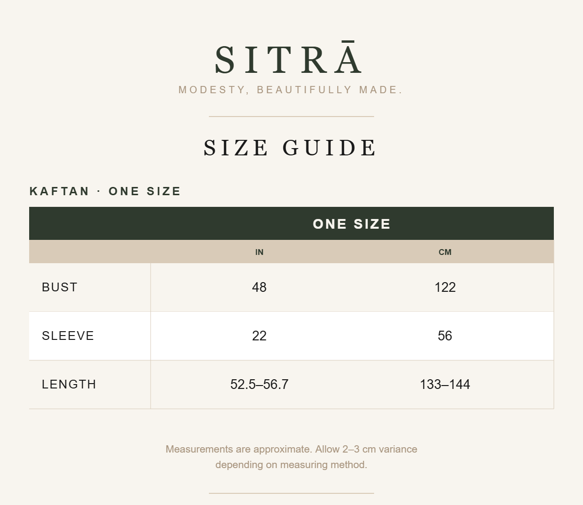 SITRĀ Bow-Detail Flared Sleeve Kaftan — size guide