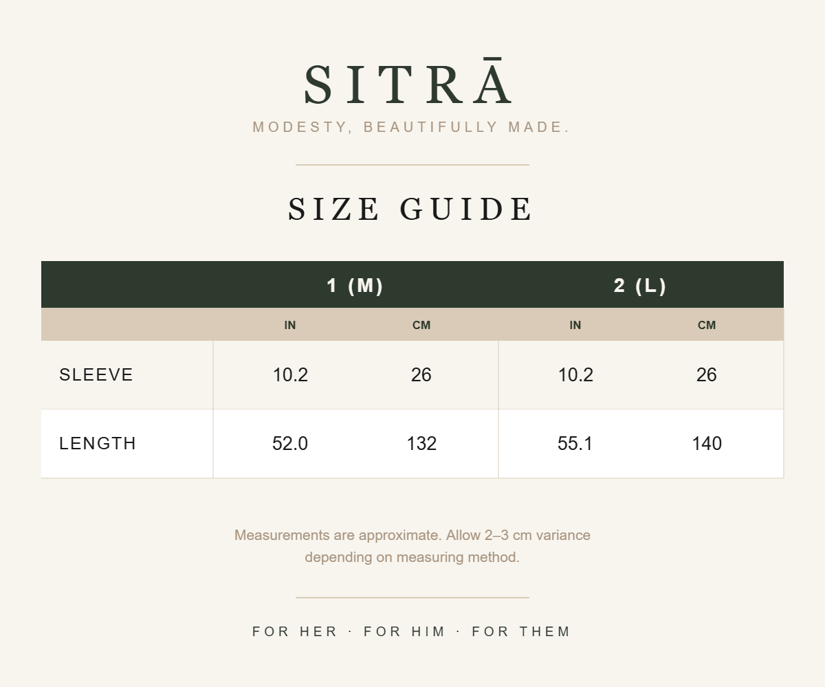 SITRĀ size guide