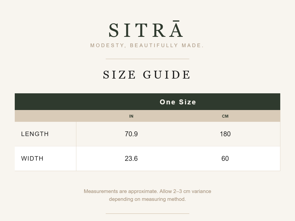 SITRĀ size guide