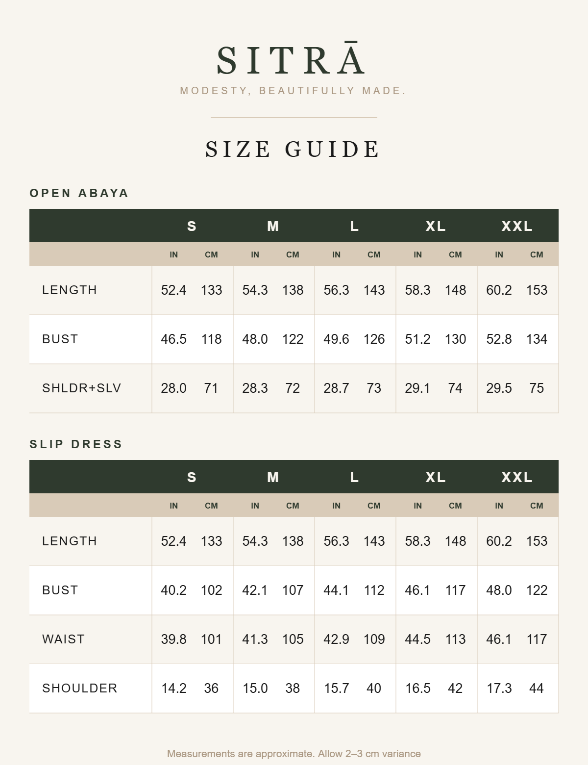 Thuraya beaded satin two-piece set — SITRĀ size guide