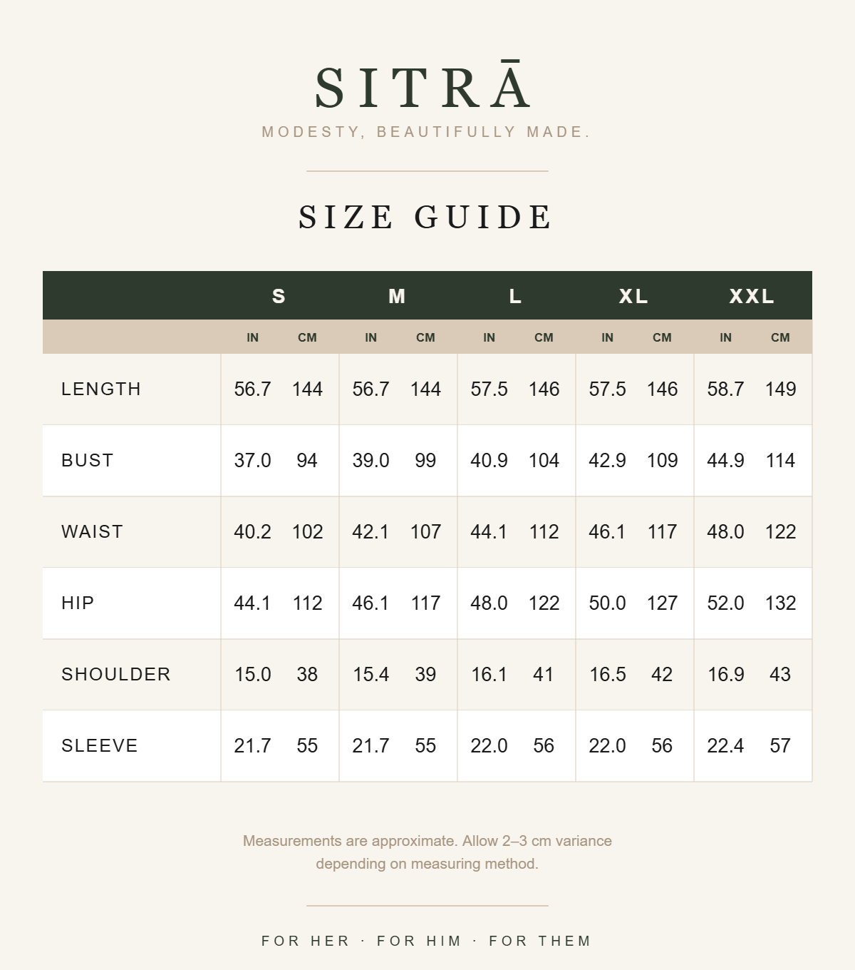 Beaded-yoke velvet abaya — SITRĀ size guide